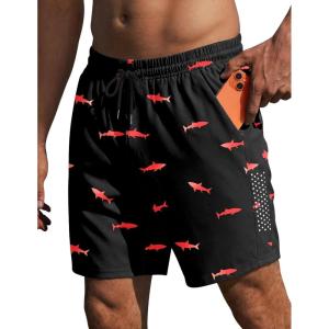 image:imageEkouaer Mens Swim Trunks 7 Inch Quick Dry Breathable Board Shorts Beach Bathing Suit Lightweight Swimsuit SwimwearBlackpink Shark