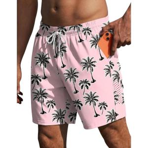 image:imageEkouaer Mens Swim Trunks 7 Inch Quick Dry Breathable Board Shorts Beach Bathing Suit Lightweight Swimsuit SwimwearPinkcoconut Tree