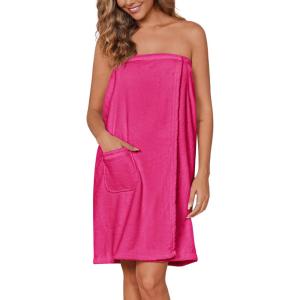 image:imageEkouaer Womens Towel Wrap Soft Lightweight Shower Wrap Absorbent Spa Body Wrap Bath Robe with Velcro SLHot Pink