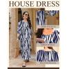 image:imageEkouaer Moo Moos for Women 34 Sleeve Long Nightgowns House Dresses with Pocket S3XLBlue Stripes