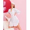 image:imageEkouaer Satin Nightgowns for Women Silk Sleepwear Button Down Sleepshirt 34 Sleeve VNeck Nightshirts with Pockets01 White