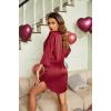 image:imageEkouaer Satin Nightgowns for Women Silk Sleepwear Button Down Sleepshirt 34 Sleeve VNeck Nightshirts with Pockets01 Wine Red