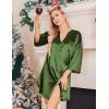 image:imageEkouaer Satin Nightgowns for Women Silk Sleepwear Button Down Sleepshirt 34 Sleeve VNeck Nightshirts with PocketsArmy Green