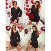 image:imageEkouaer Satin Nightgowns for Women Silk Sleepwear Button Down Sleepshirt 34 Sleeve VNeck Nightshirts with PocketsBlack