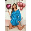 image:imageEkouaer Satin Nightgowns for Women Silk Sleepwear Button Down Sleepshirt 34 Sleeve VNeck Nightshirts with PocketsBlue