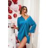 image:imageEkouaer Satin Nightgowns for Women Silk Sleepwear Button Down Sleepshirt 34 Sleeve VNeck Nightshirts with PocketsBlue