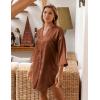 image:imageEkouaer Satin Nightgowns for Women Silk Sleepwear Button Down Sleepshirt 34 Sleeve VNeck Nightshirts with PocketsBrown