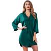 image:imageEkouaer Satin Nightgowns for Women Silk Sleepwear Button Down Sleepshirt 34 Sleeve VNeck Nightshirts with PocketsDark Green
