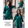 image:imageEkouaer Satin Nightgowns for Women Silk Sleepwear Button Down Sleepshirt 34 Sleeve VNeck Nightshirts with PocketsDark Green