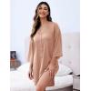 image:imageEkouaer Satin Nightgowns for Women Silk Sleepwear Button Down Sleepshirt 34 Sleeve VNeck Nightshirts with PocketsDark Pink