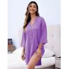image:imageEkouaer Satin Nightgowns for Women Silk Sleepwear Button Down Sleepshirt 34 Sleeve VNeck Nightshirts with PocketsLight Purple