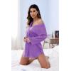 image:imageEkouaer Satin Nightgowns for Women Silk Sleepwear Button Down Sleepshirt 34 Sleeve VNeck Nightshirts with PocketsLight Purple