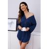 image:imageEkouaer Satin Nightgowns for Women Silk Sleepwear Button Down Sleepshirt 34 Sleeve VNeck Nightshirts with PocketsNavy Blue