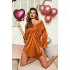 image:imageEkouaer Satin Nightgowns for Women Silk Sleepwear Button Down Sleepshirt 34 Sleeve VNeck Nightshirts with PocketsOrange