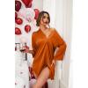image:imageEkouaer Satin Nightgowns for Women Silk Sleepwear Button Down Sleepshirt 34 Sleeve VNeck Nightshirts with PocketsOrange