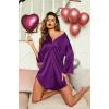 image:imageEkouaer Satin Nightgowns for Women Silk Sleepwear Button Down Sleepshirt 34 Sleeve VNeck Nightshirts with PocketsPurple
