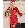 image:imageEkouaer Satin Nightgowns for Women Silk Sleepwear Button Down Sleepshirt 34 Sleeve VNeck Nightshirts with PocketsRed