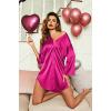 image:imageEkouaer Satin Nightgowns for Women Silk Sleepwear Button Down Sleepshirt 34 Sleeve VNeck Nightshirts with PocketsRose Red