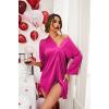 image:imageEkouaer Satin Nightgowns for Women Silk Sleepwear Button Down Sleepshirt 34 Sleeve VNeck Nightshirts with PocketsRose Red