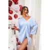 image:imageEkouaer Satin Nightgowns for Women Silk Sleepwear Button Down Sleepshirt 34 Sleeve VNeck Nightshirts with PocketsStriped Blue