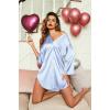 image:imageEkouaer Satin Nightgowns for Women Silk Sleepwear Button Down Sleepshirt 34 Sleeve VNeck Nightshirts with PocketsStriped Blue
