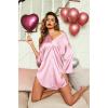 image:imageEkouaer Satin Nightgowns for Women Silk Sleepwear Button Down Sleepshirt 34 Sleeve VNeck Nightshirts with PocketsStriped Pink