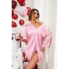 image:imageEkouaer Satin Nightgowns for Women Silk Sleepwear Button Down Sleepshirt 34 Sleeve VNeck Nightshirts with PocketsStriped Pink