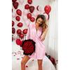 image:imageEkouaer Satin Nightgowns for Women Silk Sleepwear Button Down Sleepshirt 34 Sleeve VNeck Nightshirts with PocketsStriped Pink