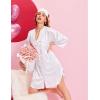 image:imageEkouaer Satin Nightgowns for Women Silk Sleepwear Button Down Sleepshirt 34 Sleeve VNeck Nightshirts with PocketsWhite