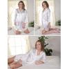 image:imageEkouaer Satin Nightgowns for Women Silk Sleepwear Button Down Sleepshirt 34 Sleeve VNeck Nightshirts with PocketsWhite