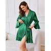 image:imageEkouaer Satin Robe for Women Ruffle Hem Sexy Lingerie Robes Silky Bathrobe Bridesmaid Robes 34 Sleeve Sleepwear Peacock Blue L
