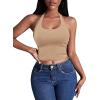 image:imageEkouaer Women Halter Top Backless Scroop Neck Slim Stretchy Ribbed Knit Camisole Crop Tops SXXLBeige