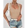 image:imageEkouaer Women Halter Top Backless Scroop Neck Slim Stretchy Ribbed Knit Camisole Crop Tops SXXLBeige