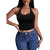 image:imageEkouaer Women Halter Top Backless Scroop Neck Slim Stretchy Ribbed Knit Camisole Crop Tops SXXLBlack