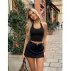image:imageEkouaer Women Halter Top Backless Scroop Neck Slim Stretchy Ribbed Knit Camisole Crop Tops SXXLBlackwhite