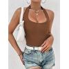 image:imageEkouaer Women Halter Top Backless Scroop Neck Slim Stretchy Ribbed Knit Camisole Crop Tops SXXLBrown