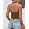 image:imageEkouaer Women Halter Top Backless Scroop Neck Slim Stretchy Ribbed Knit Camisole Crop Tops SXXLBrown