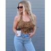 image:imageEkouaer Women Halter Top Backless Scroop Neck Slim Stretchy Ribbed Knit Camisole Crop Tops SXXLBrown Leopard