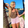 image:imageEkouaer Women Halter Top Backless Scroop Neck Slim Stretchy Ribbed Knit Camisole Crop Tops SXXLBrown Leopard