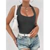 image:imageEkouaer Women Halter Top Backless Scroop Neck Slim Stretchy Ribbed Knit Camisole Crop Tops SXXLDark Gray