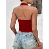 image:imageEkouaer Women Halter Top Backless Scroop Neck Slim Stretchy Ribbed Knit Camisole Crop Tops SXXLDeep Red