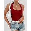 image:imageEkouaer Women Halter Top Backless Scroop Neck Slim Stretchy Ribbed Knit Camisole Crop Tops SXXLDeep Red