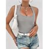 image:imageEkouaer Women Halter Top Backless Scroop Neck Slim Stretchy Ribbed Knit Camisole Crop Tops SXXLLight Gray