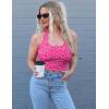 image:imageEkouaer Women Halter Top Backless Scroop Neck Slim Stretchy Ribbed Knit Camisole Crop Tops SXXLPink Leopard