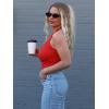 image:imageEkouaer Women Halter Top Backless Scroop Neck Slim Stretchy Ribbed Knit Camisole Crop Tops SXXLRed