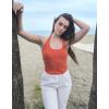image:imageEkouaer Women Halter Top Backless Scroop Neck Slim Stretchy Ribbed Knit Camisole Crop Tops SXXLRed