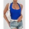 image:imageEkouaer Women Halter Top Backless Scroop Neck Slim Stretchy Ribbed Knit Camisole Crop Tops SXXLSky Blue