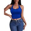 image:imageEkouaer Women Halter Top Backless Scroop Neck Slim Stretchy Ribbed Knit Camisole Crop Tops SXXLSky Blue