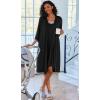 image:imageEkouaer Women Lace Maternity Nursing Gown and 34 Sleeve Robe Set Double Layer Breastfeeding Nightgown Slip Dress amp BathrobeBlack