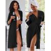 image:imageEkouaer Women Lace Maternity Nursing Gown and 34 Sleeve Robe Set Double Layer Breastfeeding Nightgown Slip Dress amp BathrobeBlack
